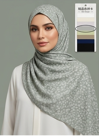 Gray-green jacquard micro-flower sheer fabric